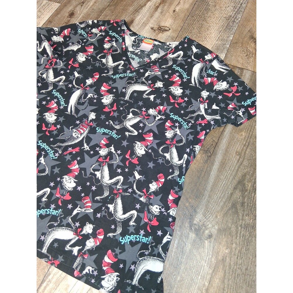 Dr Seuss Cat in the Hat Scrub Top Size Medium - Picture 3 of 7